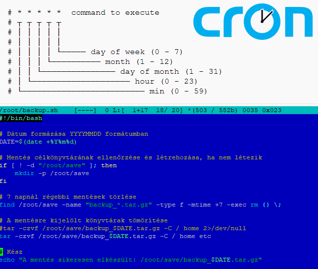 Könyvtárak automatikus mentése linux-ban (script + crontab használata)