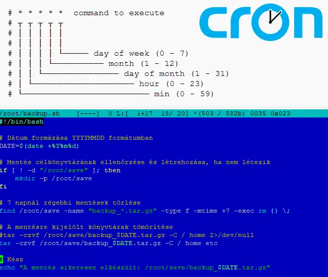 Könyvtárak automatikus mentése linux-ban (script + crontab használata)
